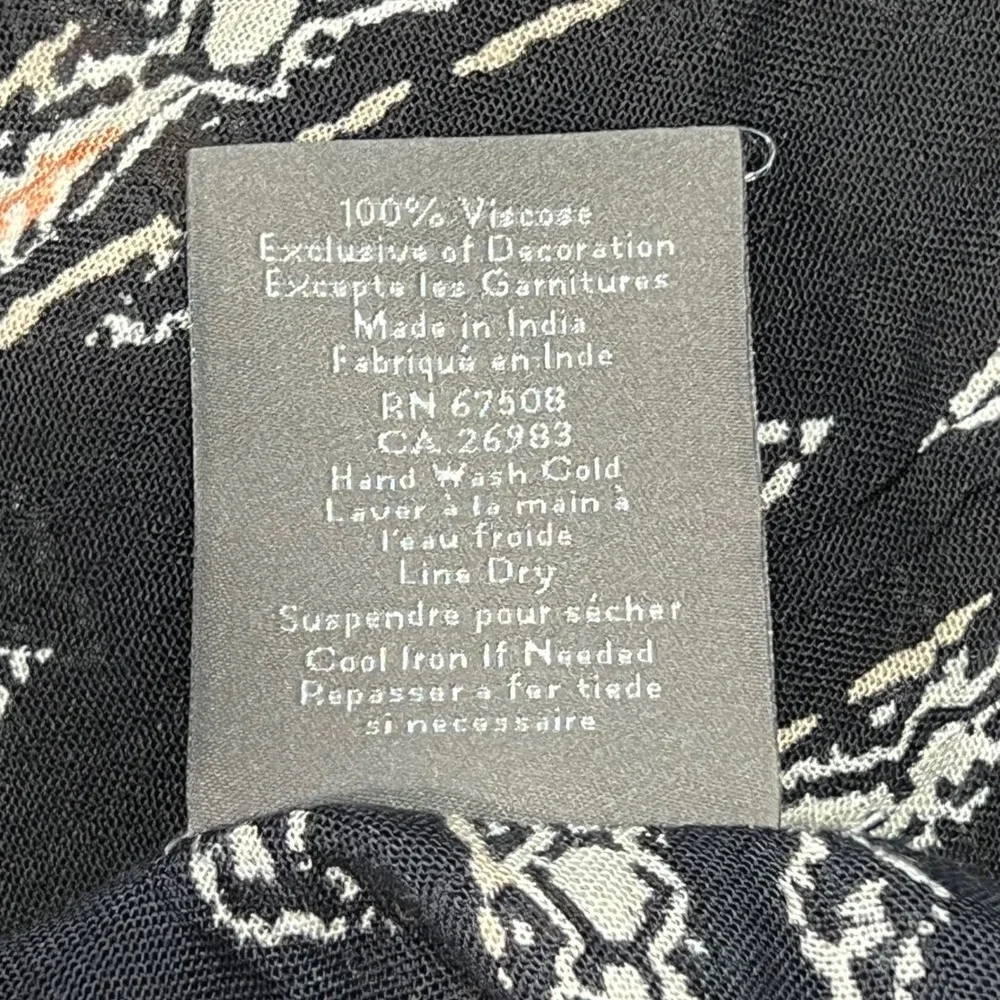 Vince Camuto Black Peach Patterned‎ Tassel Kimono Shawl Poncho Beach Cover Up OS